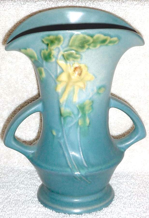 Columbine Blue 7" Flared Vase by Roseville-1