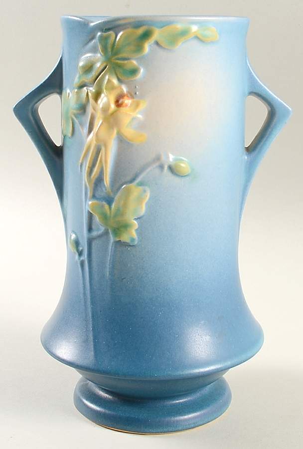 Columbine Blue 8" Footed Vase by Roseville-1