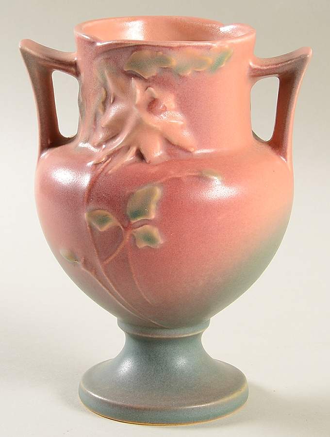Columbine Pink 6" Footed Vase by Roseville-1