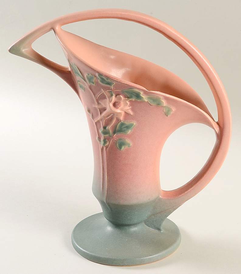 Columbine Pink 10" Handled Basket by Roseville-1