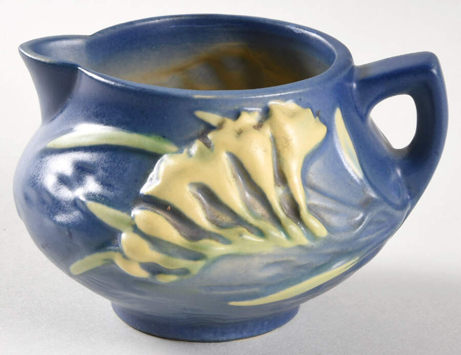 Freesia Delft Blue Creamer by Roseville-1