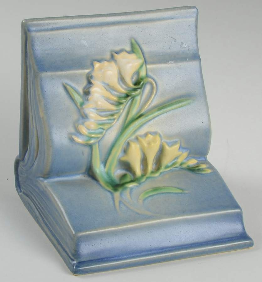 Freesia Delft Blue Single China Bookend by Roseville-1