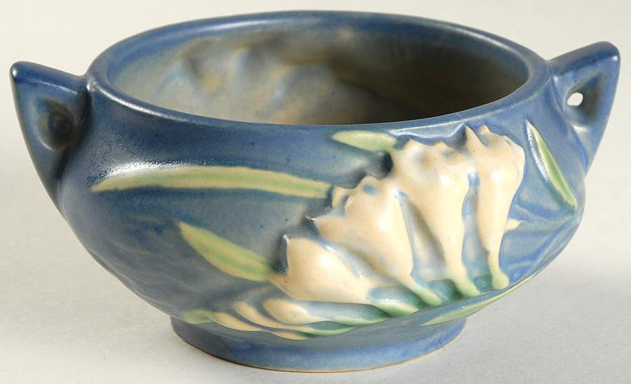 Freesia Delft Blue Open Sugar Bowl by Roseville-1