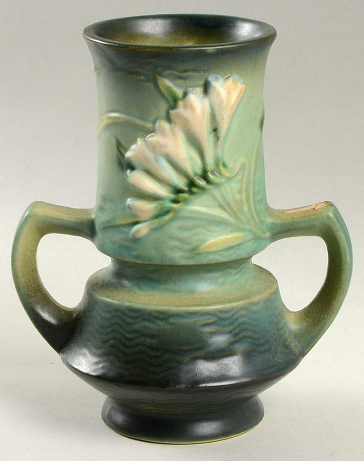 Freesia Green 6" Handled Vase by Roseville-1