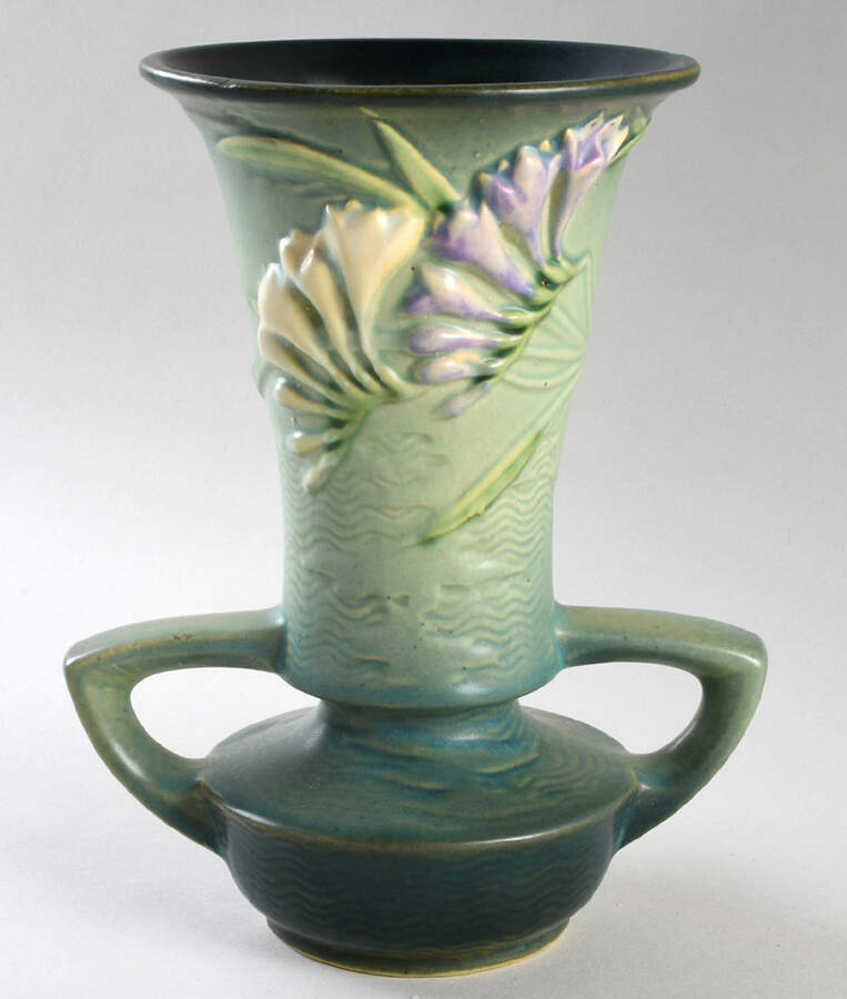 Freesia Green 9" Footed Vase by Roseville-1