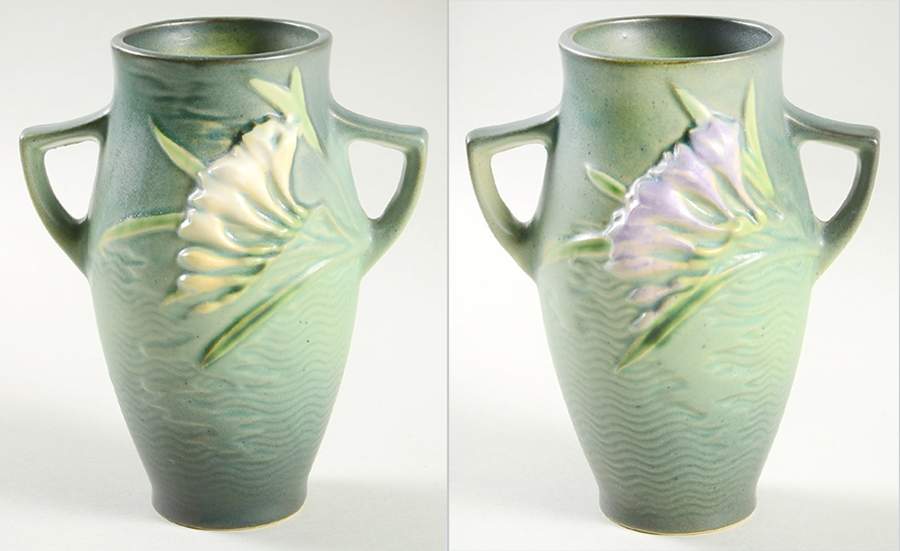 Freesia Green 6" Handled Vase by Roseville-1