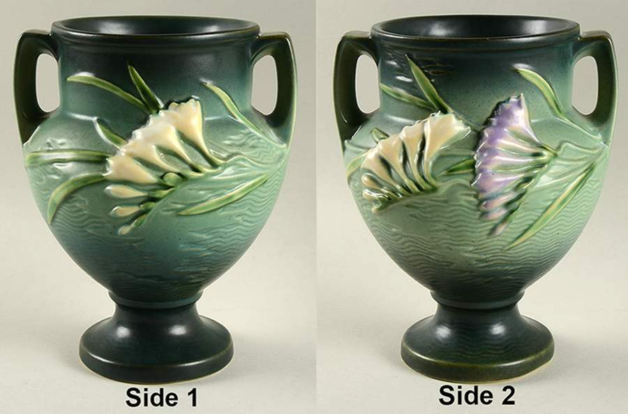 Freesia Green 8" Handled Vase by Roseville-1