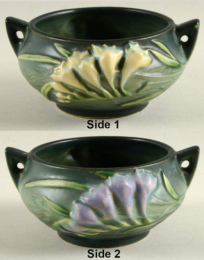 Freesia Green Open Sugar Bowl by Roseville-1