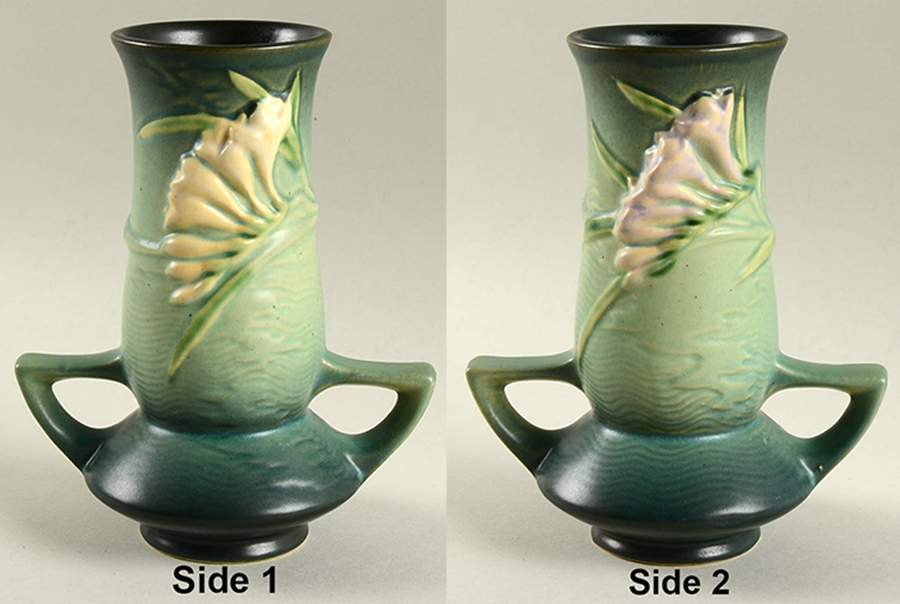 Freesia Green 7" Handled Vase by Roseville-1