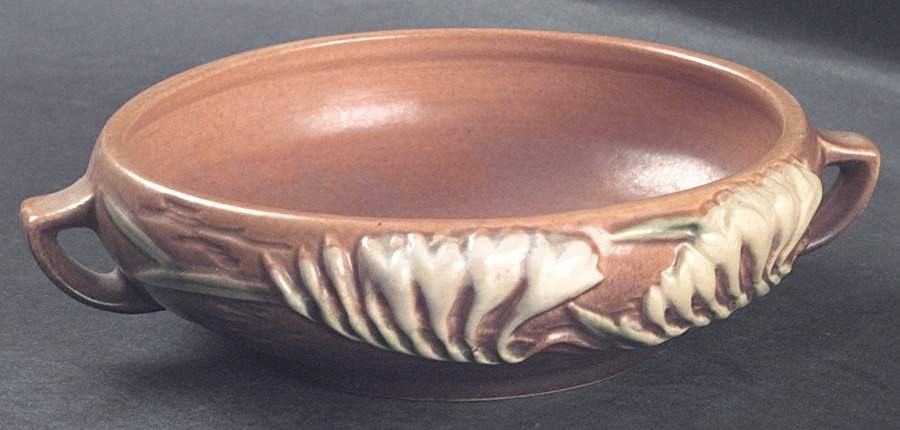 Freesia Tangerine 6" Round Handled Bowl by Roseville-1
