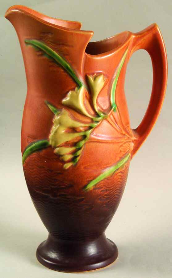 Freesia Tangerine 10" Ewer by Roseville-1