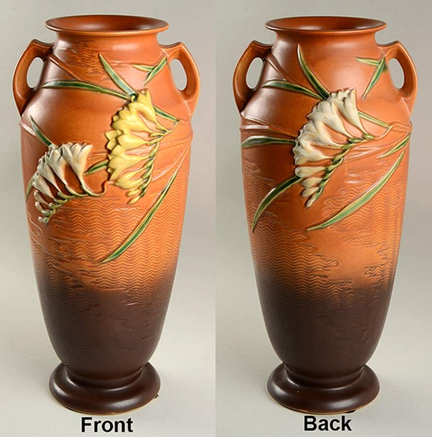 Freesia Tangerine 18" Vase by Roseville-1