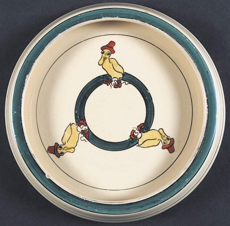 Juvenile Early Duck with Hat Child's Rolled Edge Plate by Roseville-1