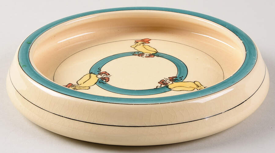 Juvenile Early Duck with Hat Large Rolled Edge Child's Plate by Roseville-1