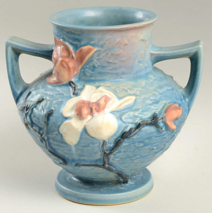 Magnolia Blue 6" Handled Vase by Roseville-1