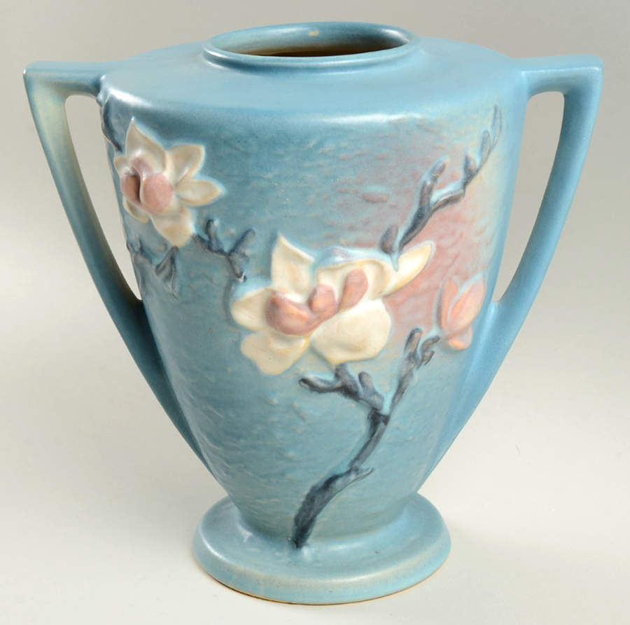 Magnolia Blue 9" Handled Vase by Roseville-1