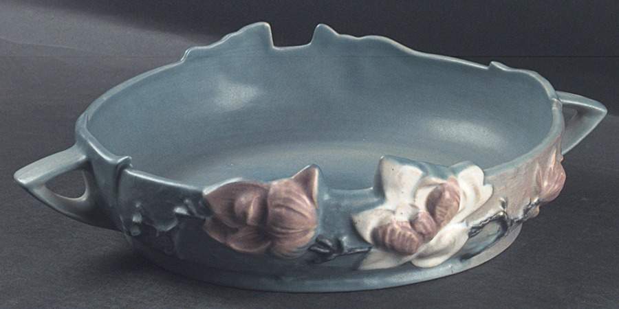 Magnolia Blue 10" Round Handled Bowl by Roseville-1