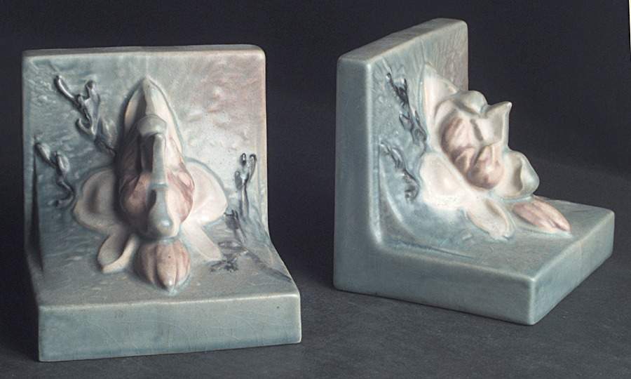Magnolia Blue China Bookend - Set of 2 by Roseville-1