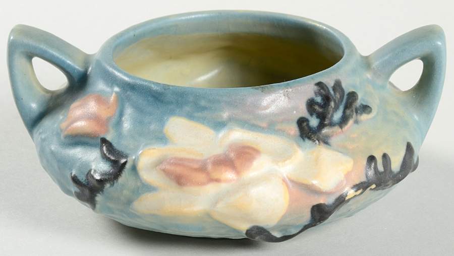 Magnolia Blue Open Sugar Bowl by Roseville-1