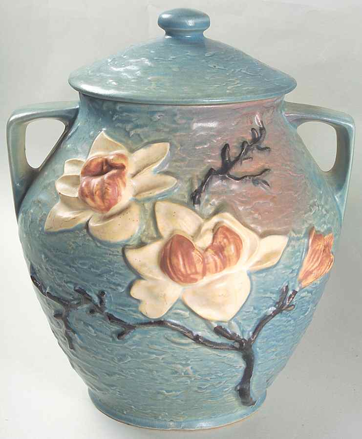 Magnolia Blue Cookie Jar & Lid by Roseville-1