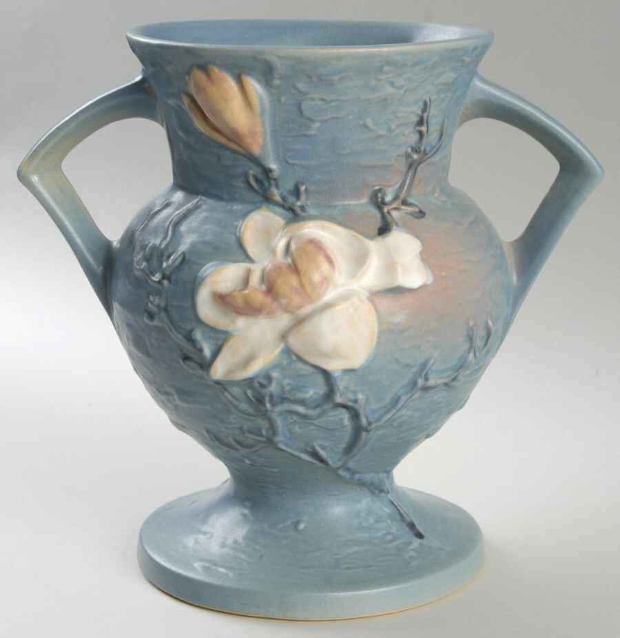 Magnolia Blue 8" Footed Vase by Roseville-1