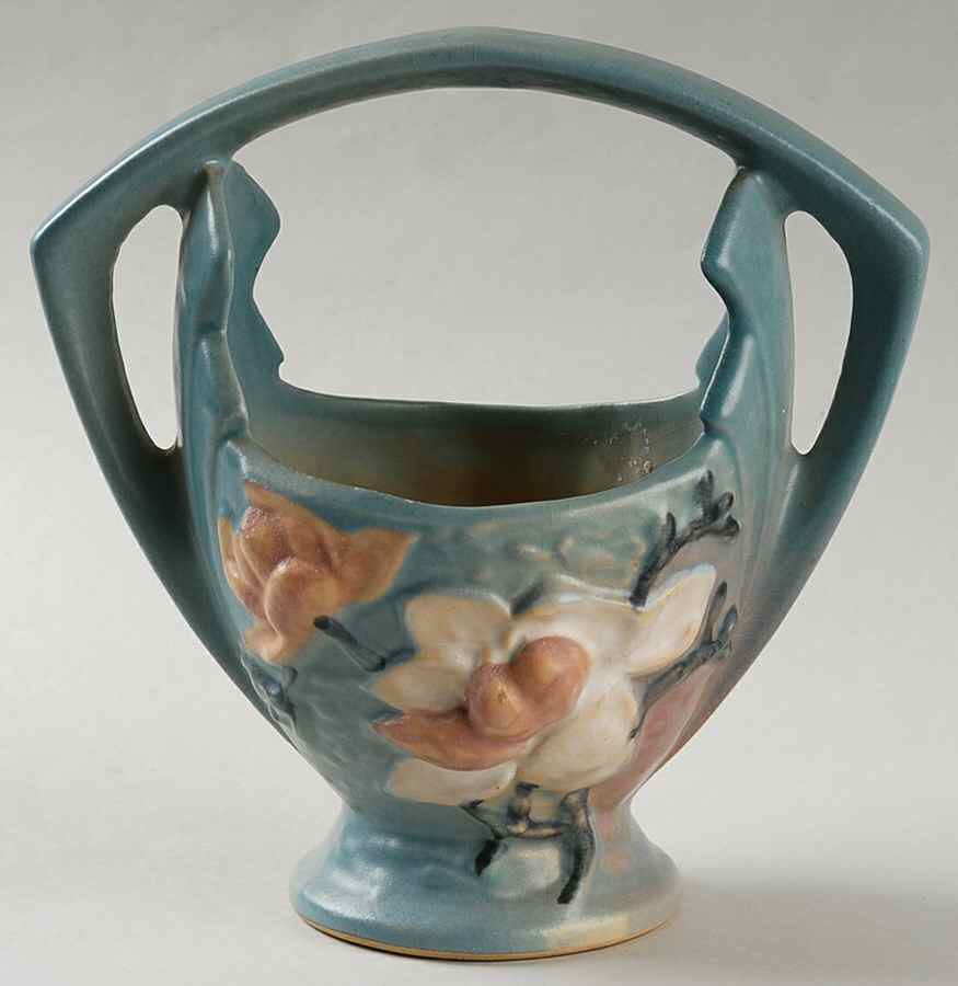 Magnolia Blue 7" Handled Basket by Roseville-1