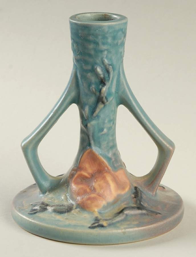 Magnolia Blue Small Candlestick by Roseville-1