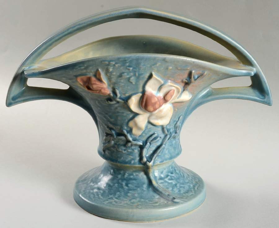 Magnolia Blue 10" Handled Basket by Roseville-1