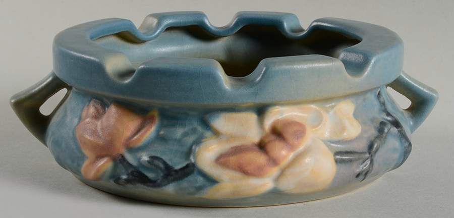 Magnolia Blue Round Ashtray by Roseville-1