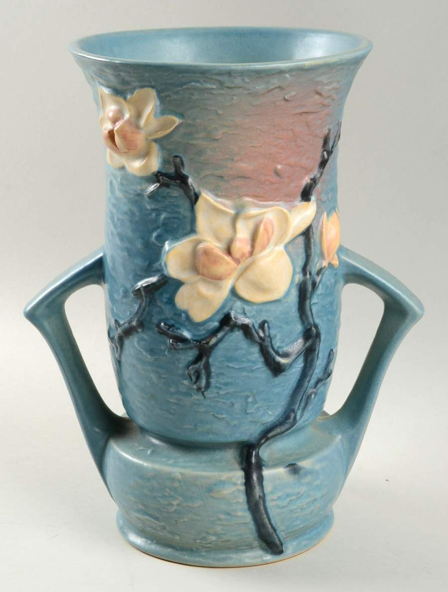 Magnolia Blue 10" Handled Vase by Roseville-1