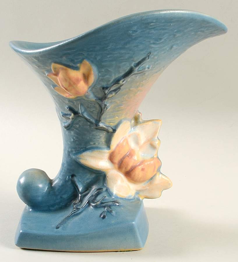 Magnolia Blue 8" Cornucopia by Roseville-1