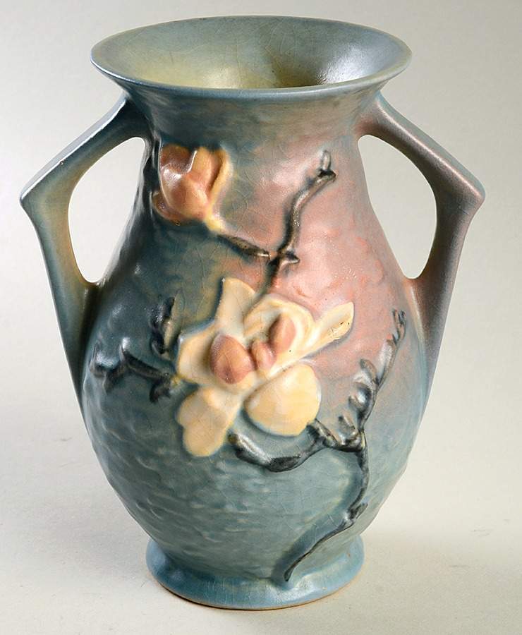 Magnolia Blue 7" Handled Vase by Roseville-1