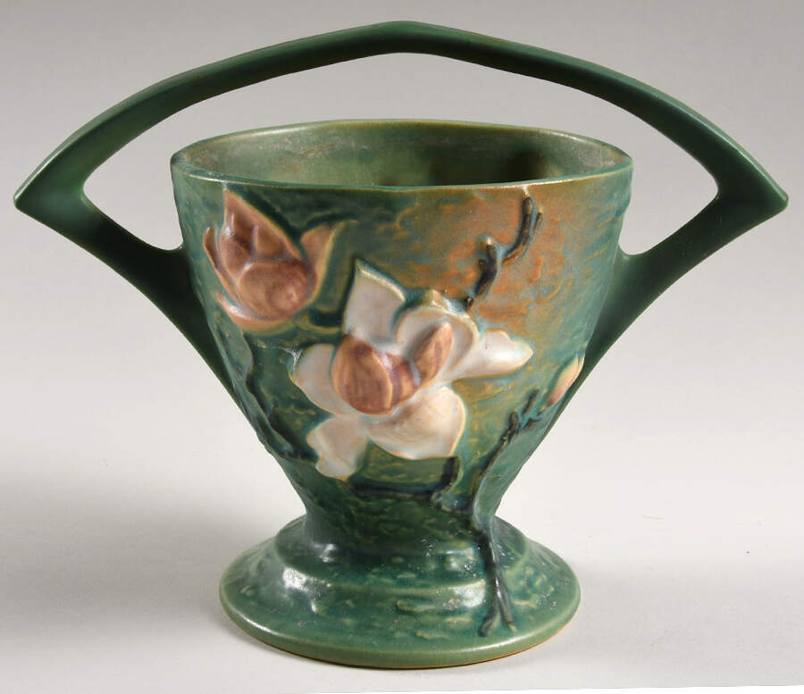 Magnolia Green 8" Handled Basket by Roseville-1