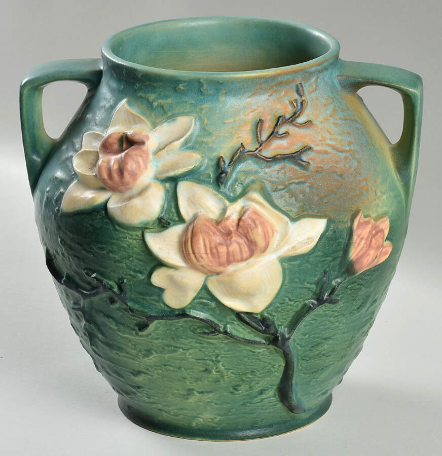Magnolia Green Cookie Jar No Lid by Roseville-1