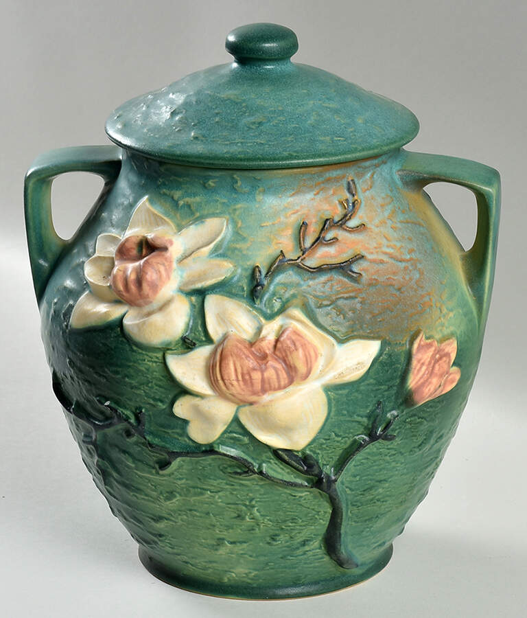 Magnolia Green Cookie Jar & Lid by Roseville-1