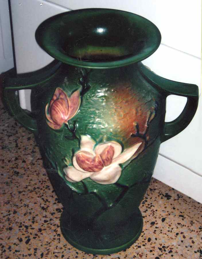 Magnolia Green 16" Handled Vase by Roseville-1
