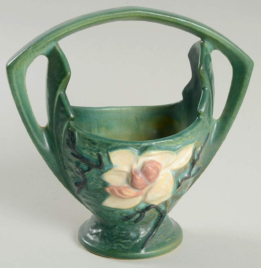 Magnolia Green 7" Handled Vase by Roseville-1