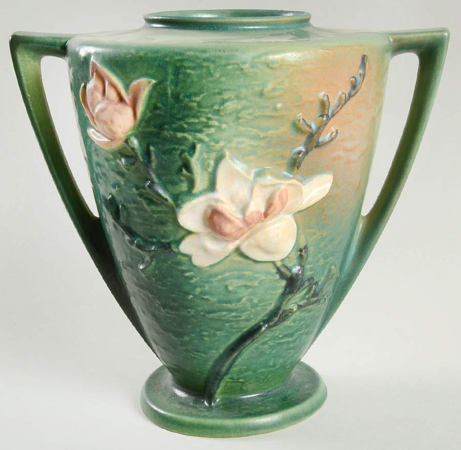 Magnolia Green 9" Handled Vase by Roseville-1