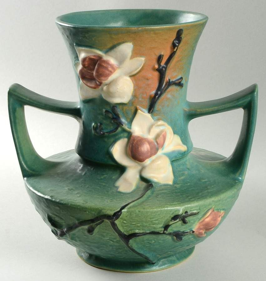 Magnolia Green 9" Handled Vase by Roseville-1
