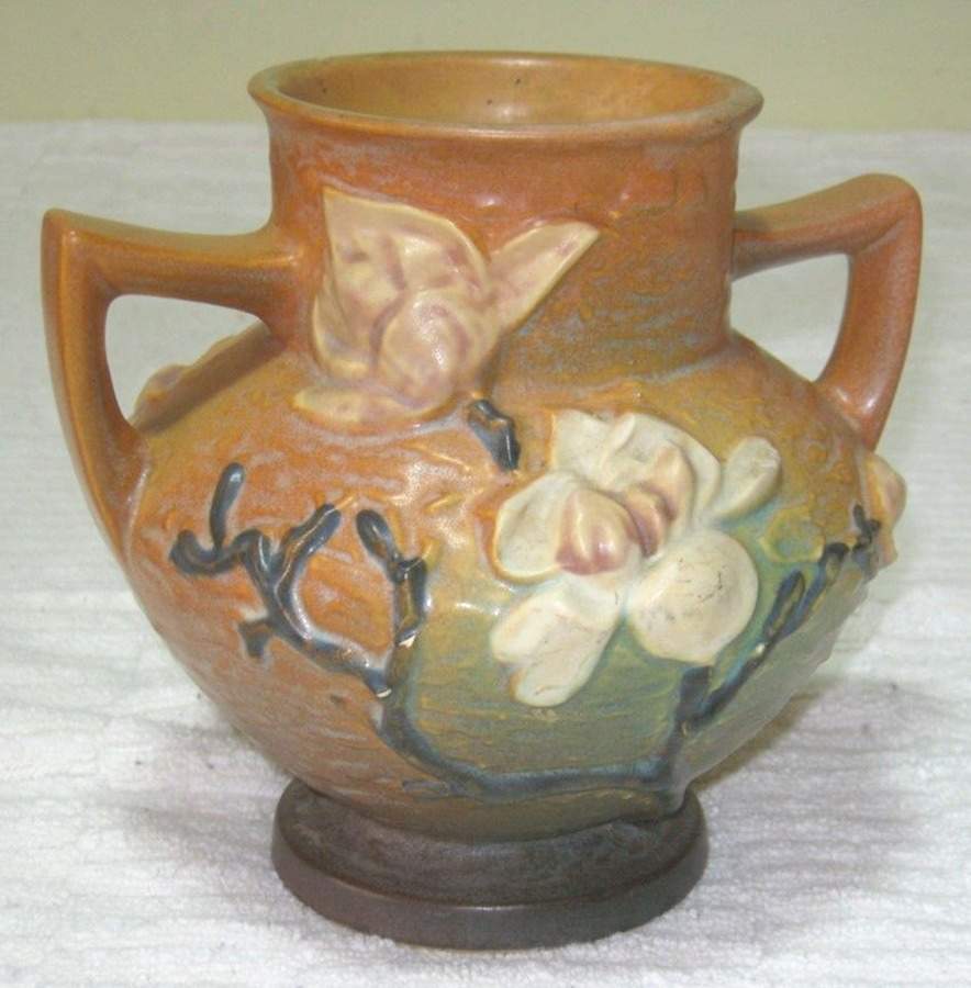 Magnolia Terra Cotta 6" Handled Vase by Roseville-1