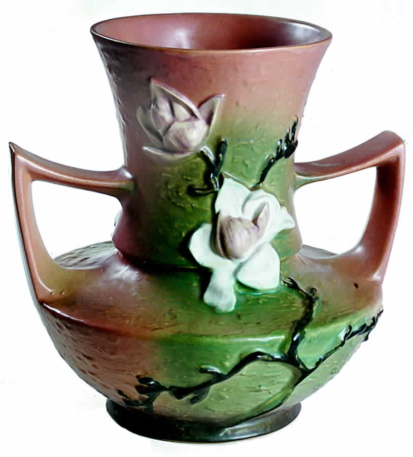 Magnolia Terra Cotta 9" Handled Vase by Roseville-1