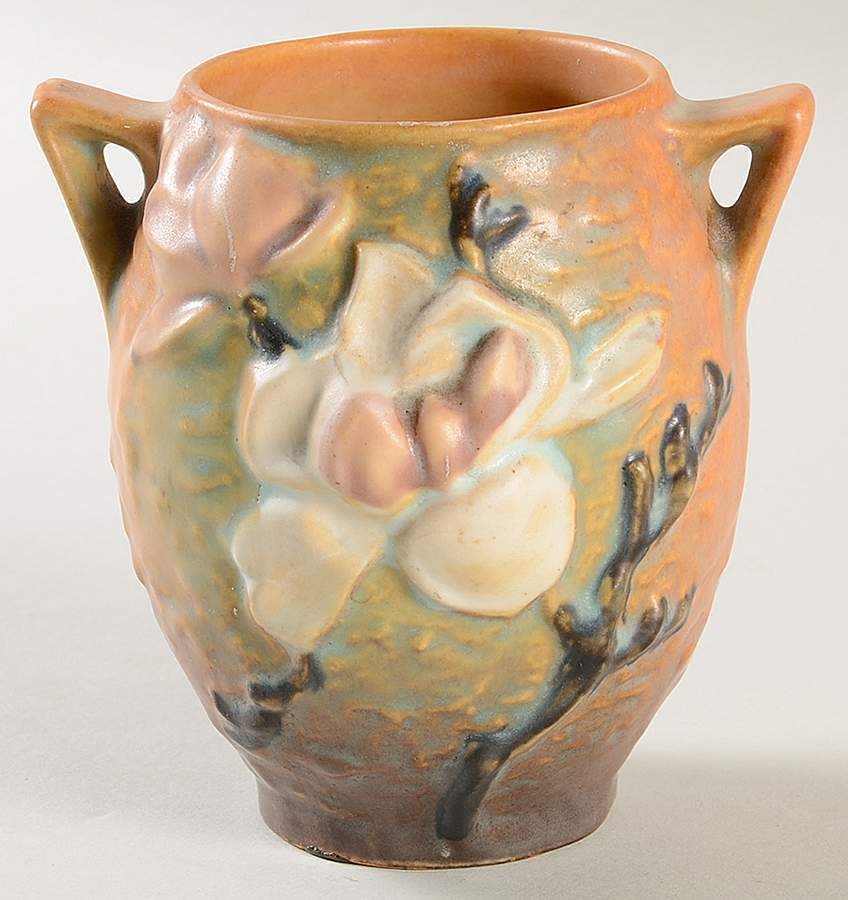 Magnolia Terra Cotta 4" Handled Vase by Roseville-1
