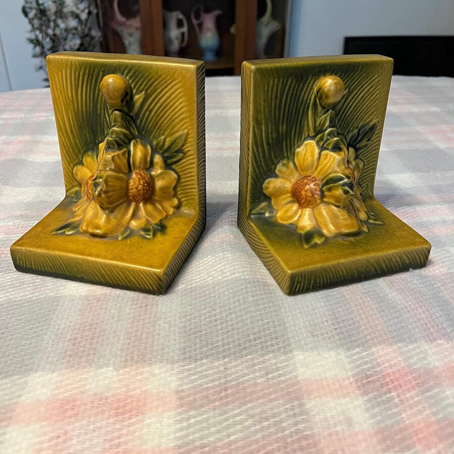 Peony Sienna Brown (Yellow) Single China Bookend by Roseville-1