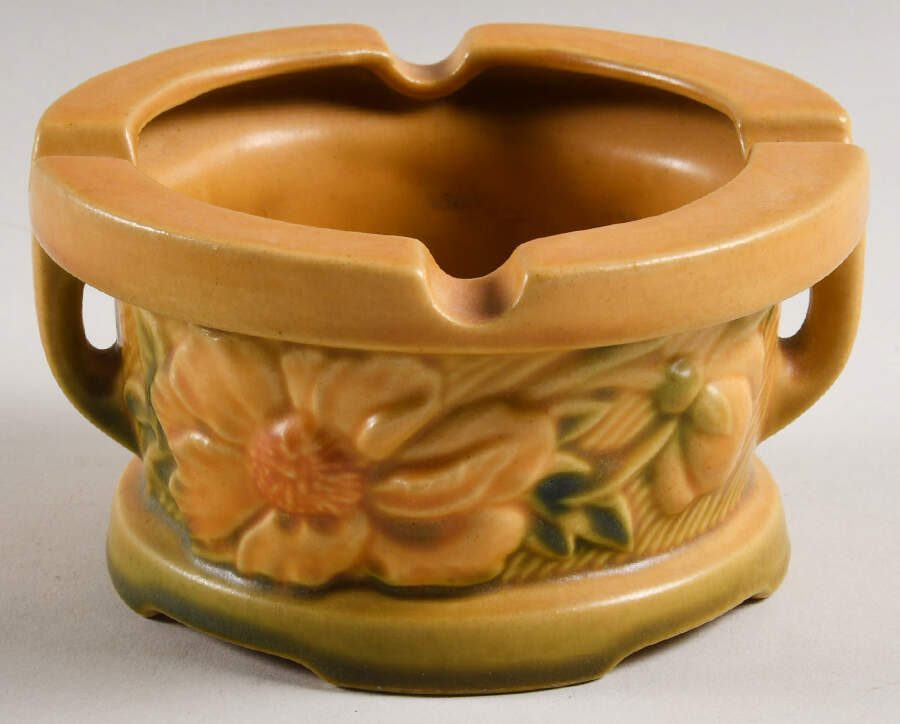 Peony Sienna Brown (Yellow) Round Ashtray by Roseville-1