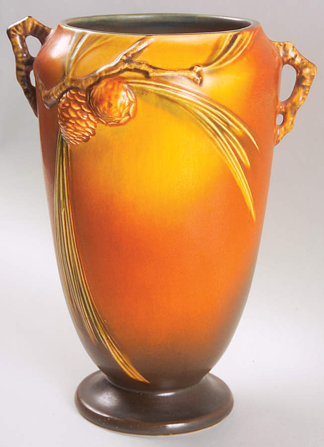 Pinecone Brown 10" Footed Vase by Roseville-1