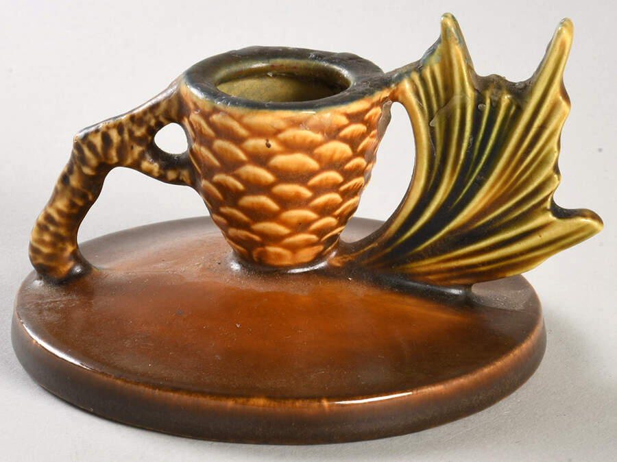 Pinecone Brown Single Light Candlestick by Roseville-1