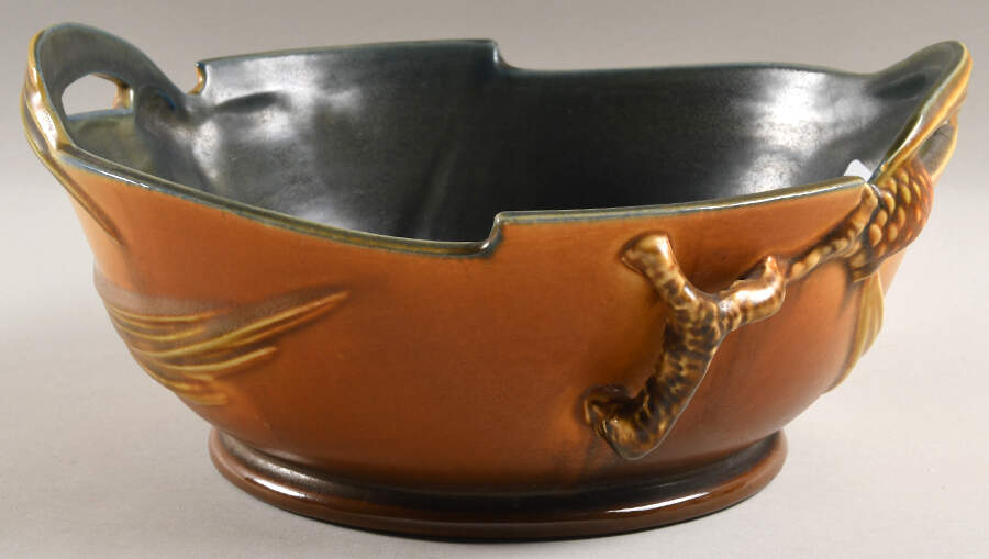 Pinecone Brown Round Handled Bowl by Roseville-1