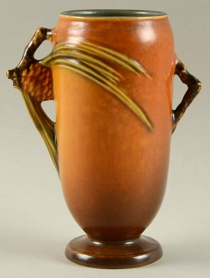 Pinecone Brown 6" Handled Vase by Roseville-1
