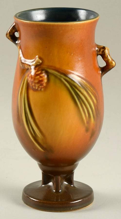 Pinecone Brown 7" Footed Vase by Roseville-1