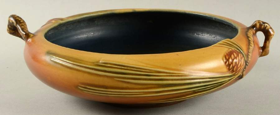 Pinecone Brown 6" Round Handled Bowl by Roseville-1
